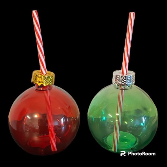 NWT | Christmas Ball Tumbler | Green & Silver | Glass | 13.3oz - Picture 1 of 9